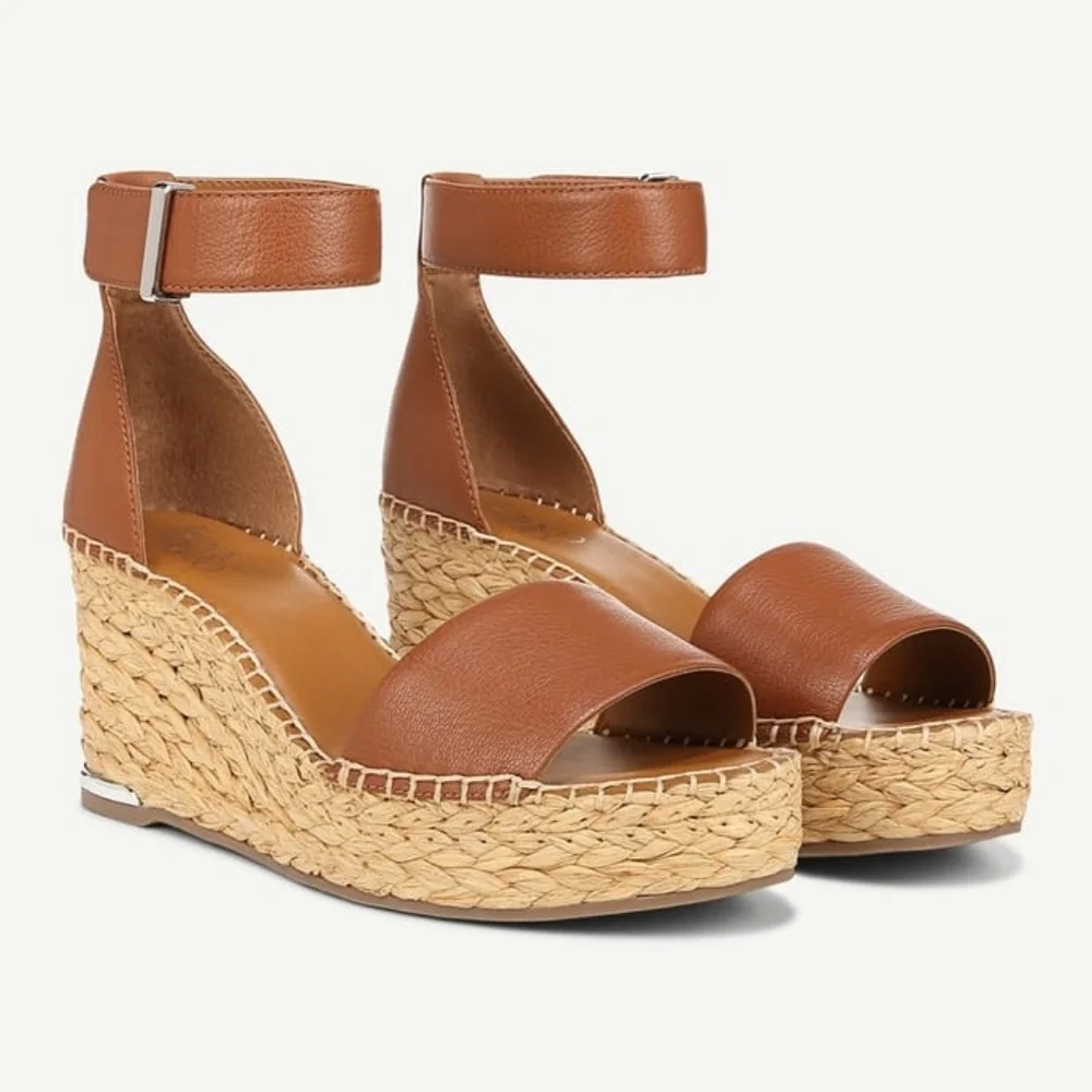 NIB Franco Sarto Clemens Raffia Espadrille Wedge Sandal, Size 9.5 (M)